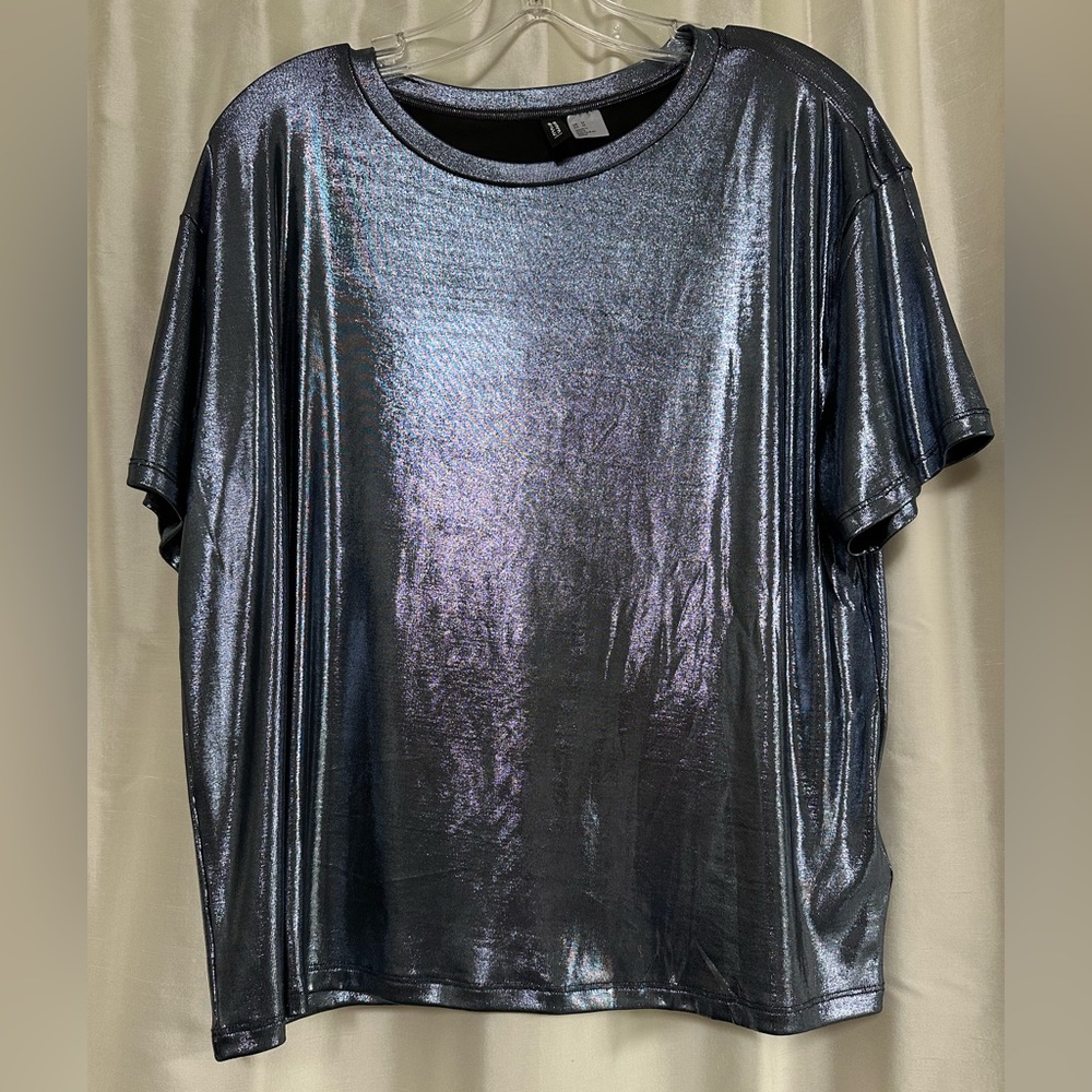 Divided. Metallic Blue Gray shirt.  Medium
